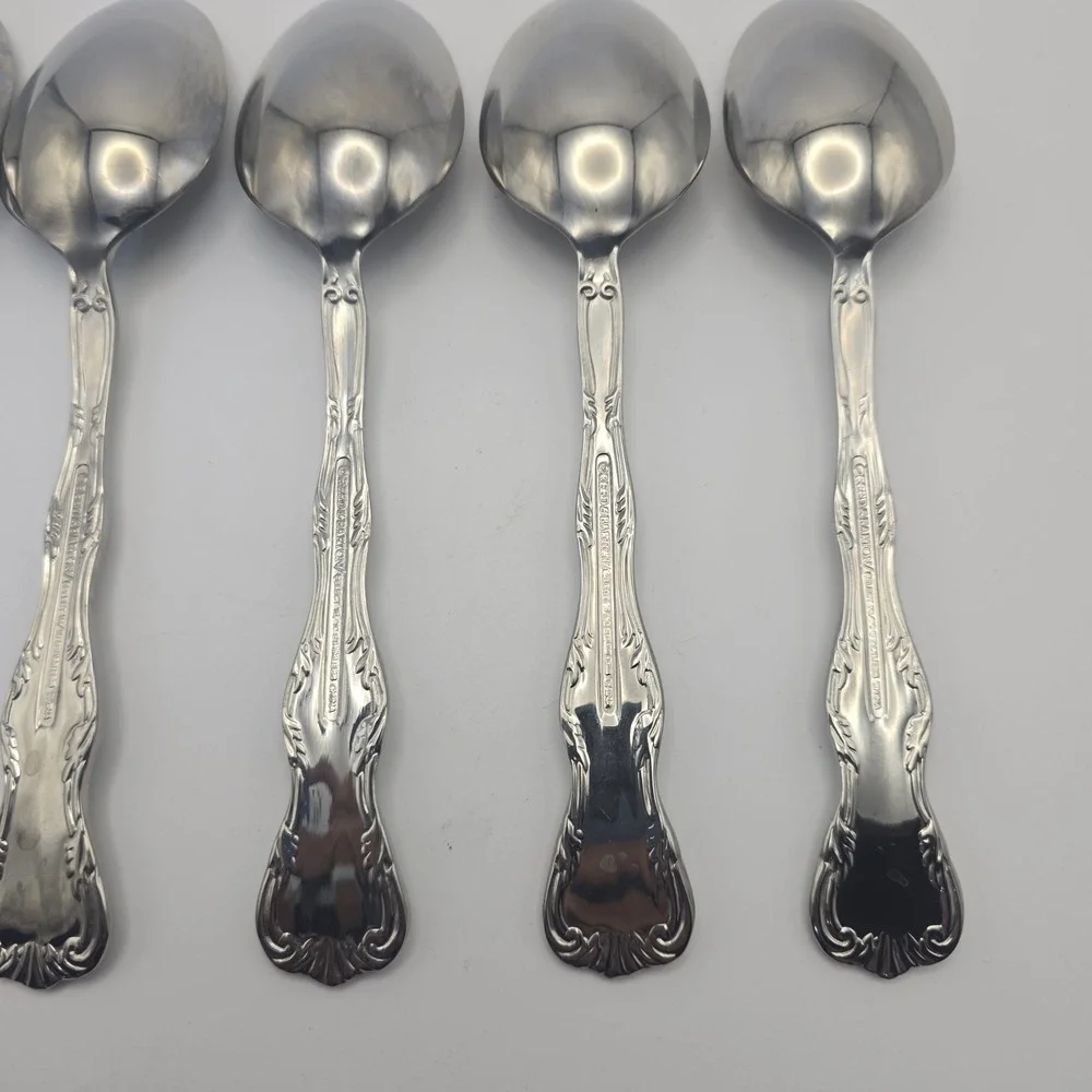 Reed & Barton Victoria Stainless Flatware 6 Oval Place Spoons 7‎ 1/4